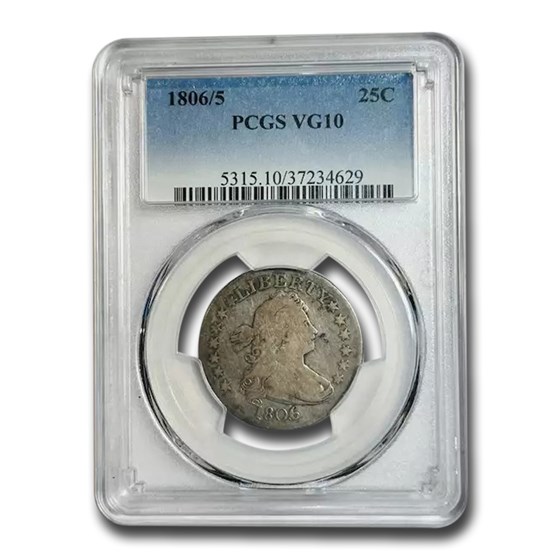 1806/5 Draped Bust Quarter VG-10 PCGS 1806/5 Draped Bust Quarter VG-10 PCGS